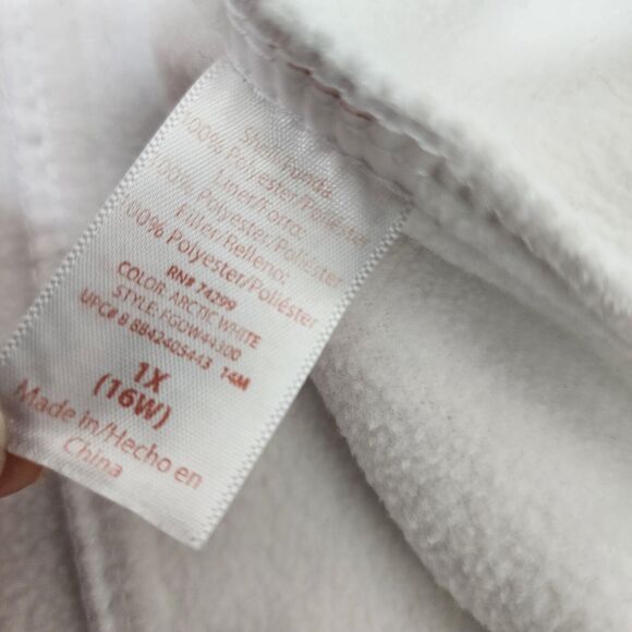 Faded Glory Womens Jacket 1X 16W White Gray Fleece Long Sleeve Full Zip Lined - Picture 9 of 9